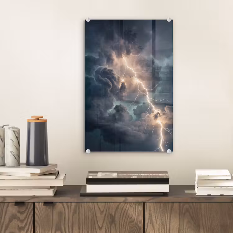 Glas schilderij - Bliksem - Storm - Natuur - Donker — 2