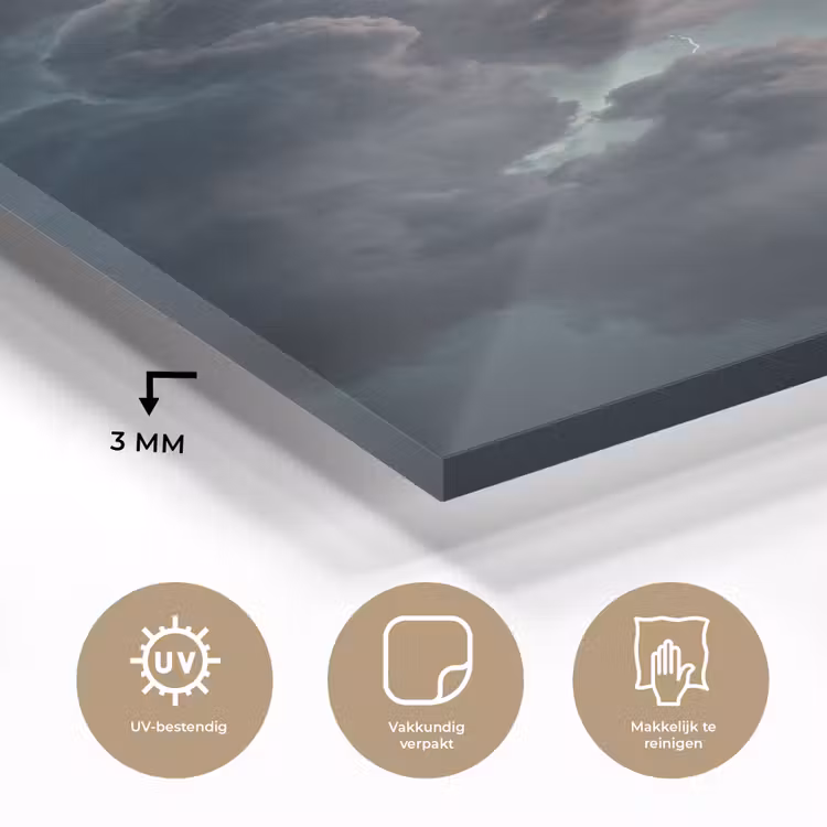 Glas schilderij - Bliksem - Storm - Natuur - Donker — 3