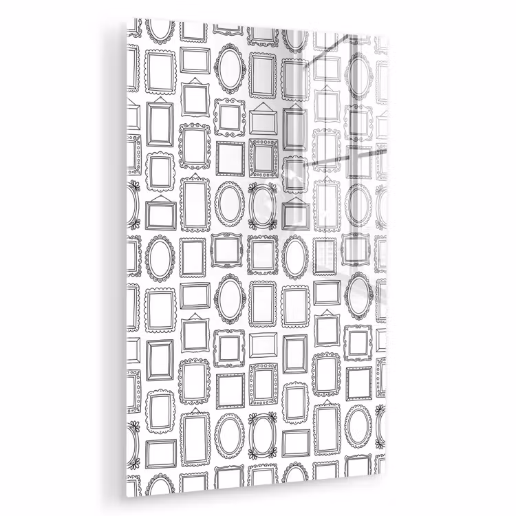 Glas schilderij - Lijsten - Patroon - Decoratie - Schets - Zwart-wit — 1