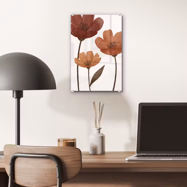 Glas schilderij - Bloemen - Abstract - Modern - Bruin - Decoratief — 7