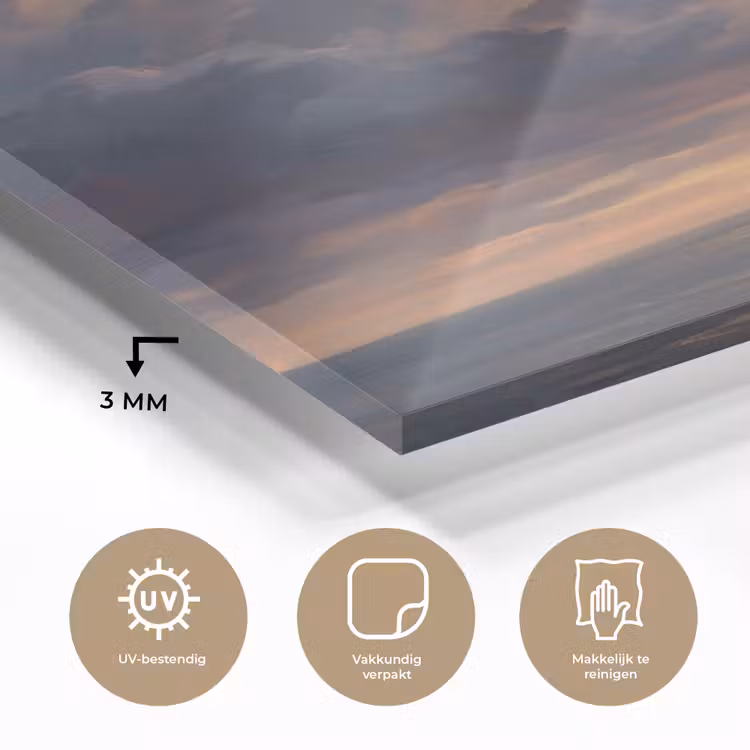 Glas schilderij - Boot - Zonsondergang - Zee - Natuur - Goud — 3
