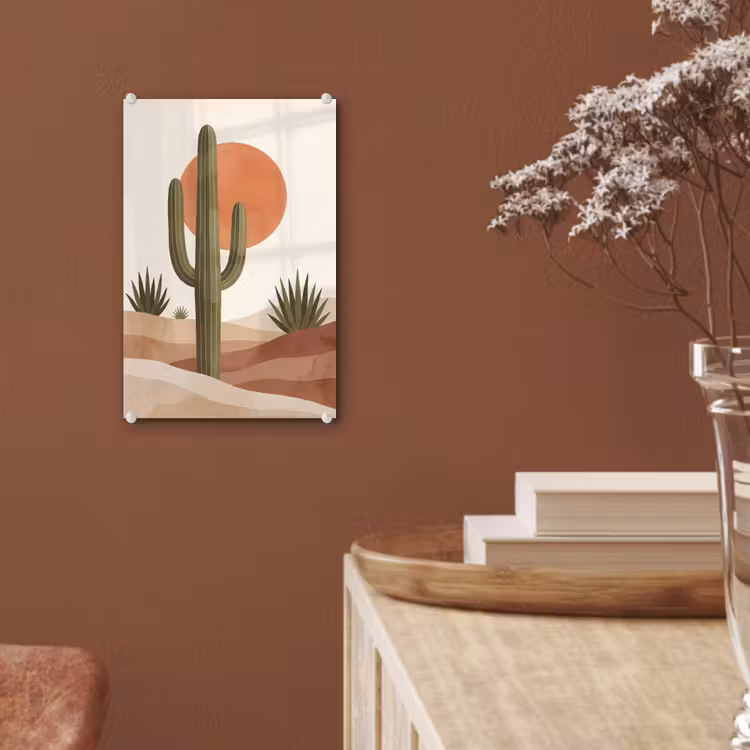Glas schilderij - Cactus - Duinen - Modern - Landschap - Groen — 6