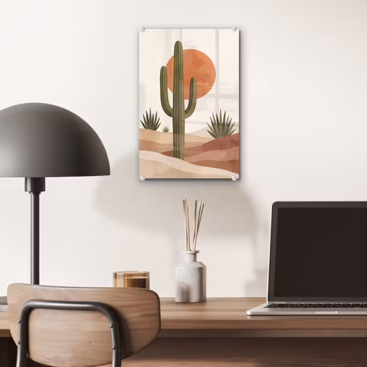 Glas schilderij - Cactus - Duinen - Modern - Landschap - Groen — 7