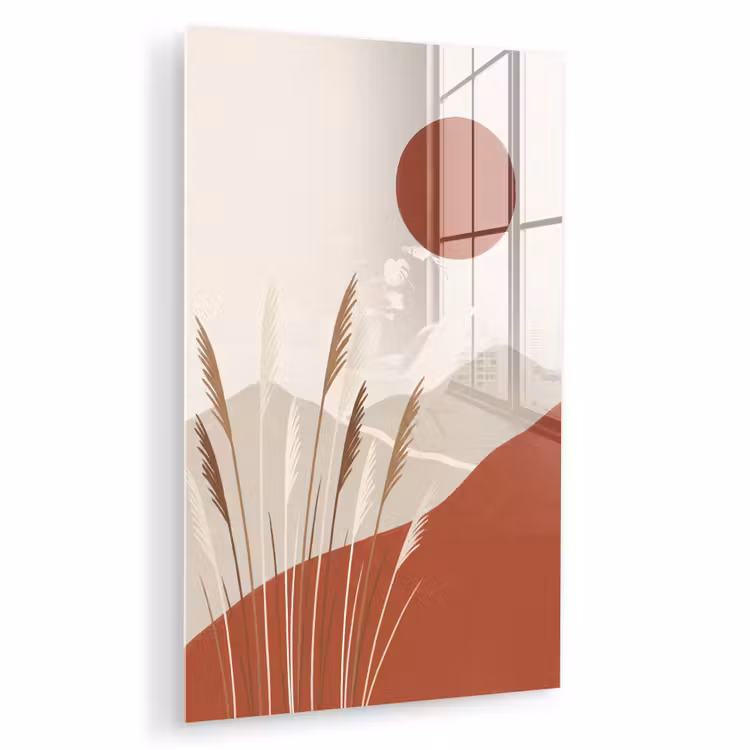 Glas schilderij - Gras - Landschap - Natuur - Abstract - Beige — 1