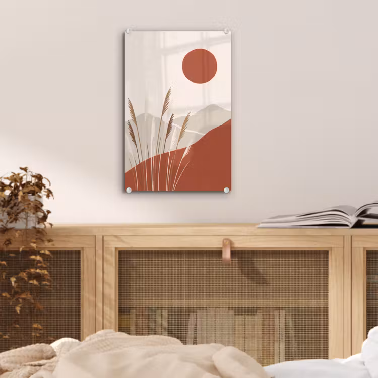 Glas schilderij - Gras - Landschap - Natuur - Abstract - Beige — 5