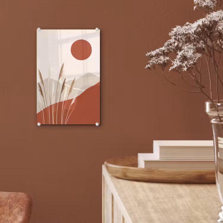 Glas schilderij - Gras - Landschap - Natuur - Abstract - Beige — 6