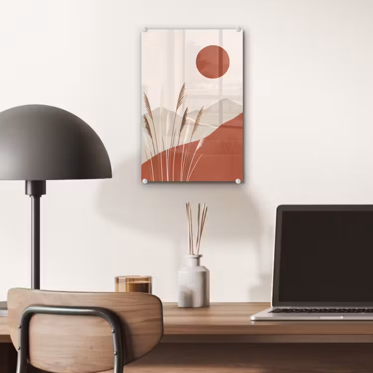 Glas schilderij - Gras - Landschap - Natuur - Abstract - Beige — 7