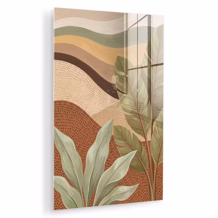 Glas schilderij - Natuur - Bladeren - Landschap - Abstract - Aardetinten — 1