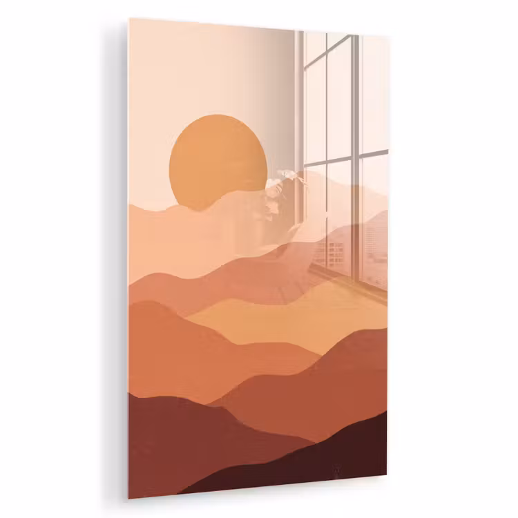 Glas schilderij - Natuur - Heuvels - Abstract - Modern - Oranje — 1