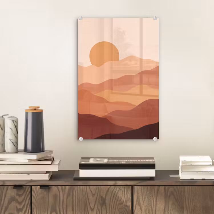 Glas schilderij - Natuur - Heuvels - Abstract - Modern - Oranje — 2