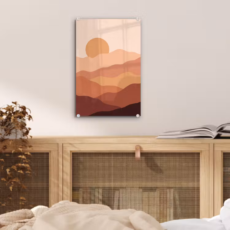 Glas schilderij - Natuur - Heuvels - Abstract - Modern - Oranje — 5