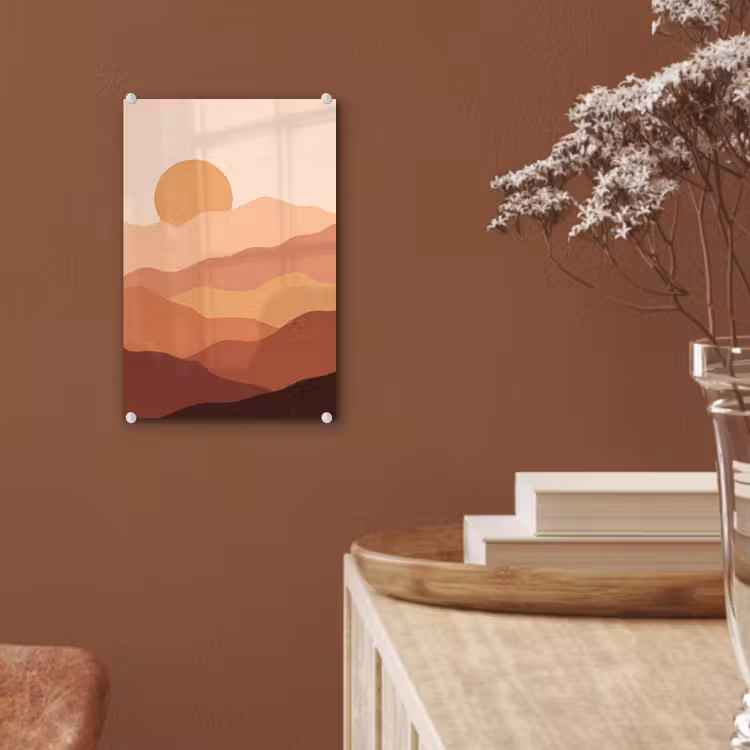 Glas schilderij - Natuur - Heuvels - Abstract - Modern - Oranje — 6