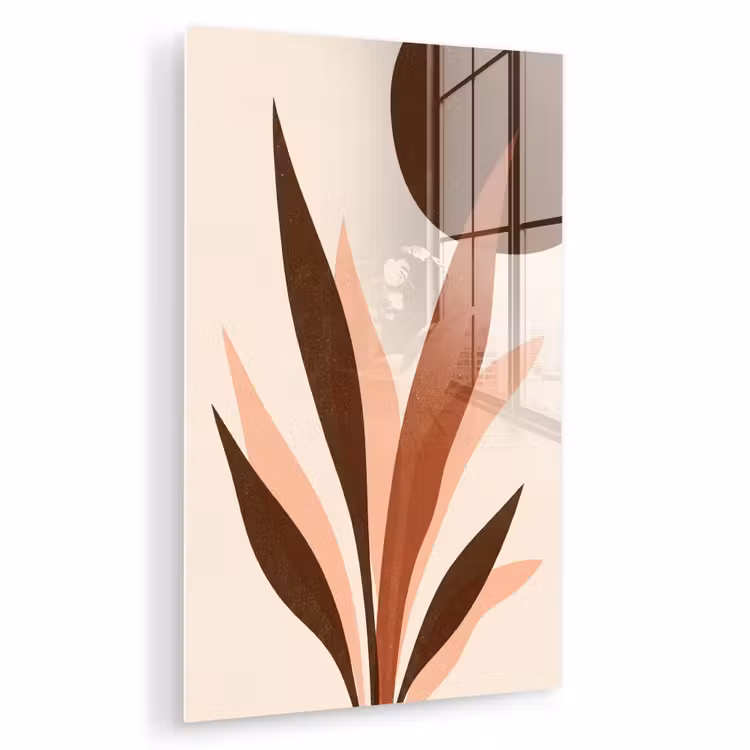 Glas schilderij - Planten - Abstract - Natuur - Bruin — 1