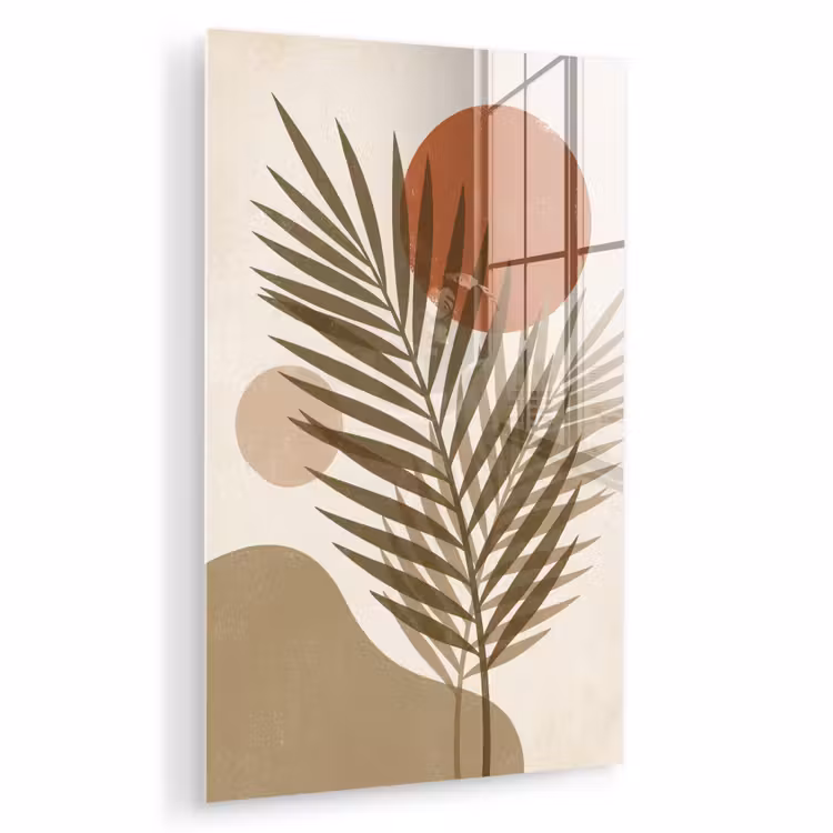 Glas schilderij - Planten - Bladeren - Abstract - Modern - Beige — 1