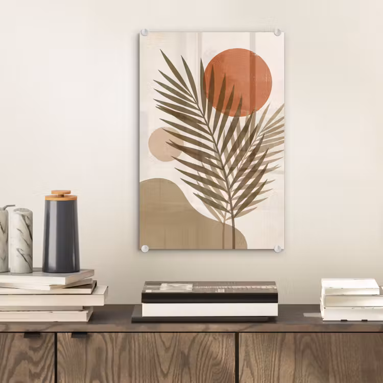 Glas schilderij - Planten - Bladeren - Abstract - Modern - Beige — 2