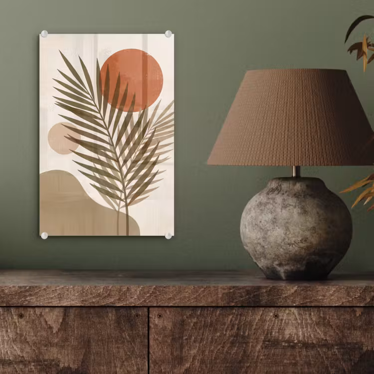 Glas schilderij - Planten - Bladeren - Abstract - Modern - Beige — 4