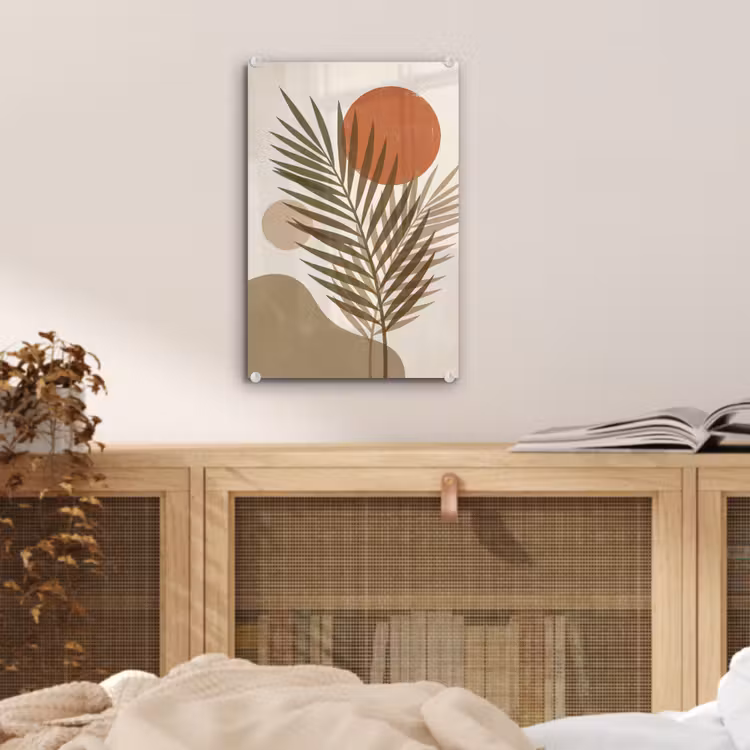 Glas schilderij - Planten - Bladeren - Abstract - Modern - Beige — 5