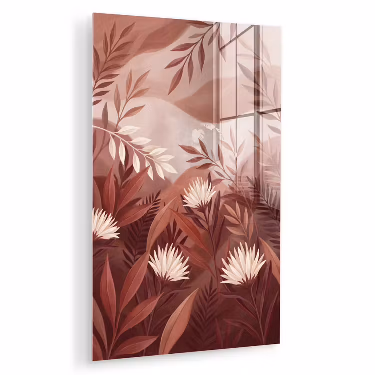Glas schilderij - Planten - Bladeren - Botanisch - Modern - Bruin — 1