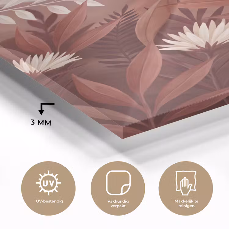 Glas schilderij - Planten - Bladeren - Botanisch - Modern - Bruin — 3