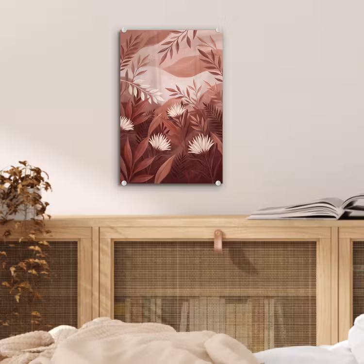 Glas schilderij - Planten - Bladeren - Botanisch - Modern - Bruin — 5