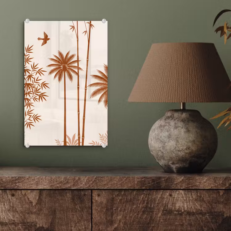 Glas schilderij - Vogel - Boom - Tropisch - Minimalistisch - Bruin — 4