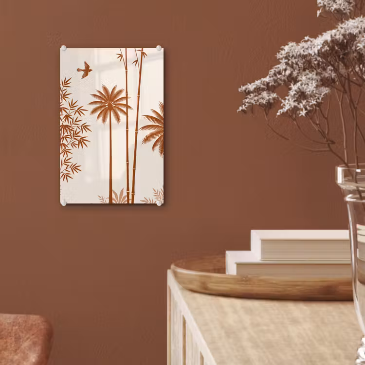 Glas schilderij - Vogel - Boom - Tropisch - Minimalistisch - Bruin — 6
