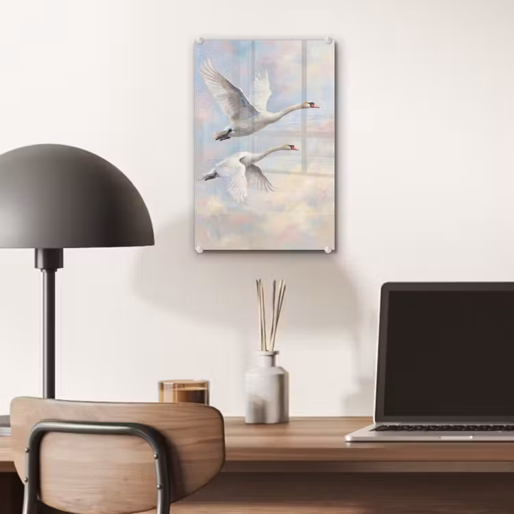 Glas schilderij - Vogel - Vliegend - Lucht - Modern - Pastel — 7