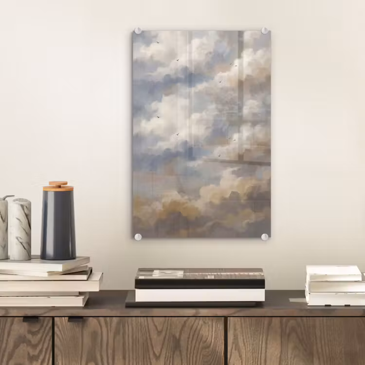 Glas schilderij - Vogel - Wolken - Natuur - Modern - Grijs — 2
