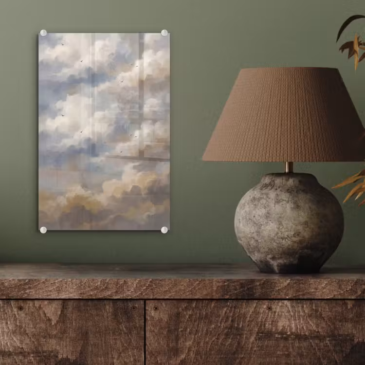 Glas schilderij - Vogel - Wolken - Natuur - Modern - Grijs — 4