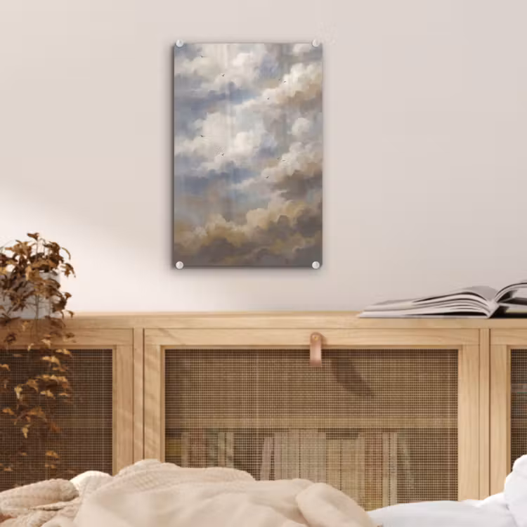 Glas schilderij - Vogel - Wolken - Natuur - Modern - Grijs — 5