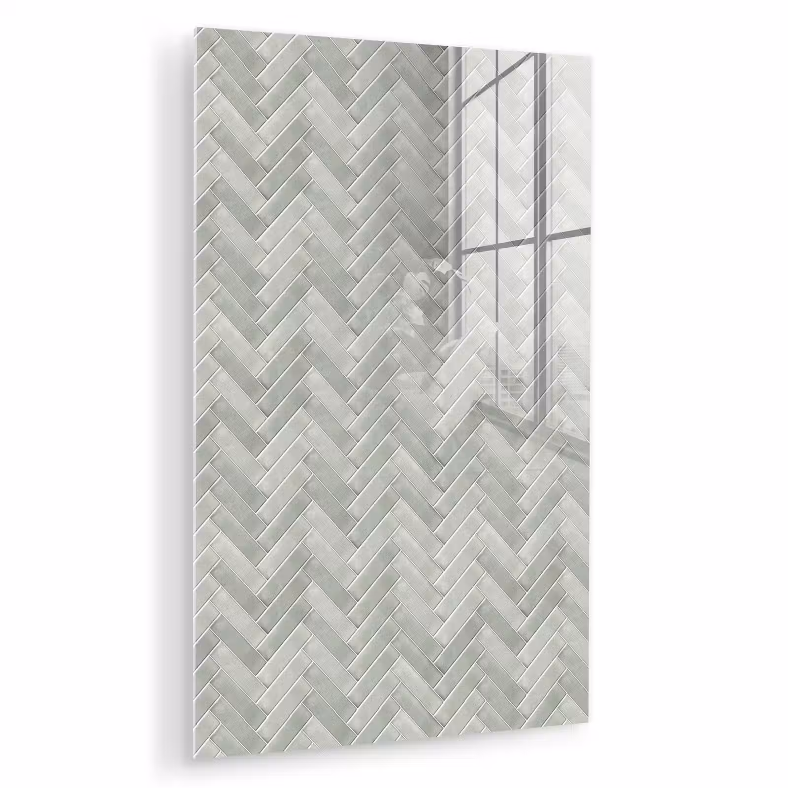 Glas schilderij - Visgraat - Wandtegel - Grijs — 1