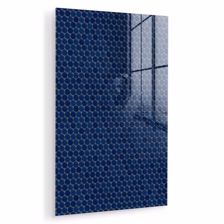 Glas schilderij - Penny - Mozaïek - Donkerblauw — 1