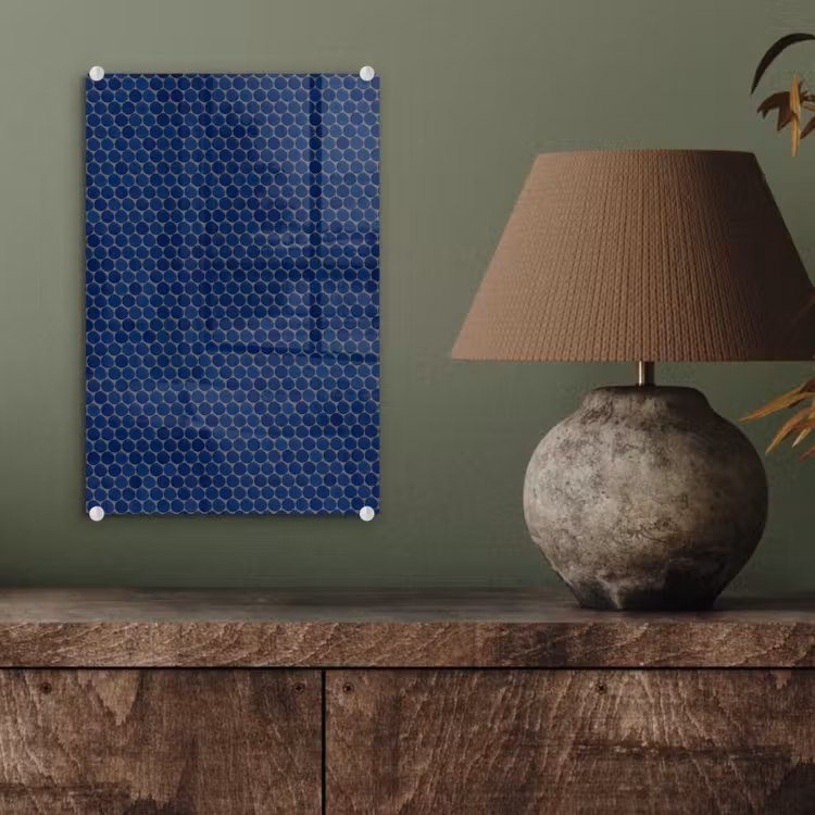Glas schilderij - Penny - Mozaïek - Donkerblauw — 4