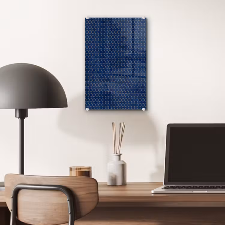 Glas schilderij - Penny - Mozaïek - Donkerblauw — 7