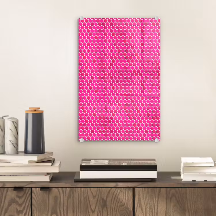 Glas schilderij - Penny - Mozaïek - Felroze — 2