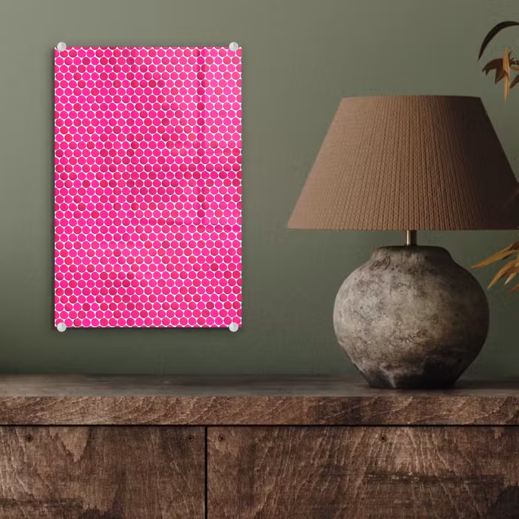 Glas schilderij - Penny - Mozaïek - Felroze — 4