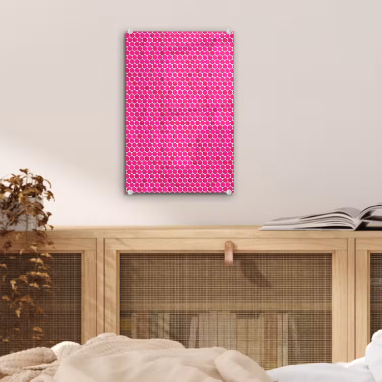 Glas schilderij - Penny - Mozaïek - Felroze — 5