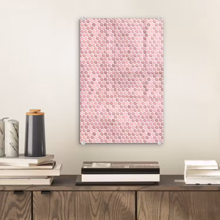 Glas schilderij - Penny - Mozaïek - Lichtroze — 2