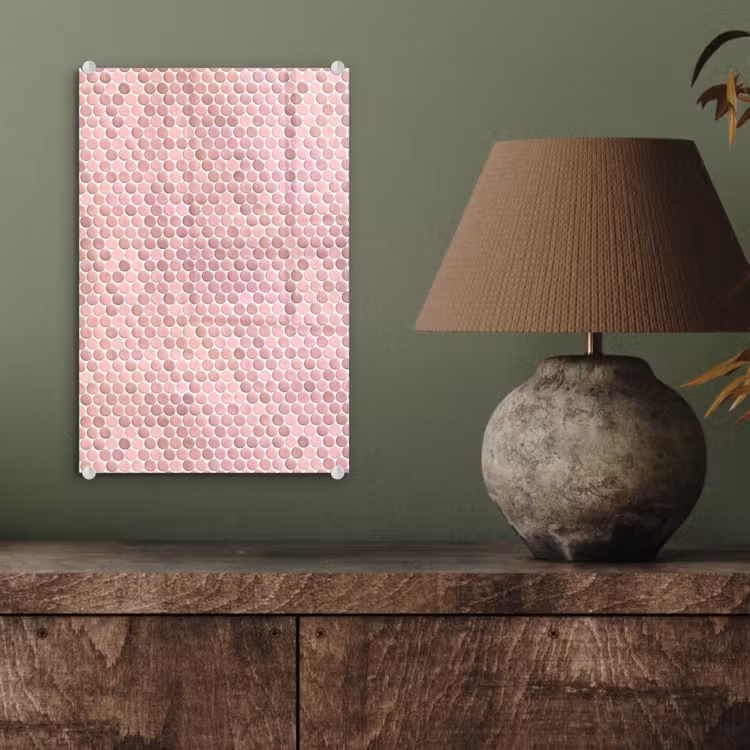 Glas schilderij - Penny - Mozaïek - Lichtroze — 4