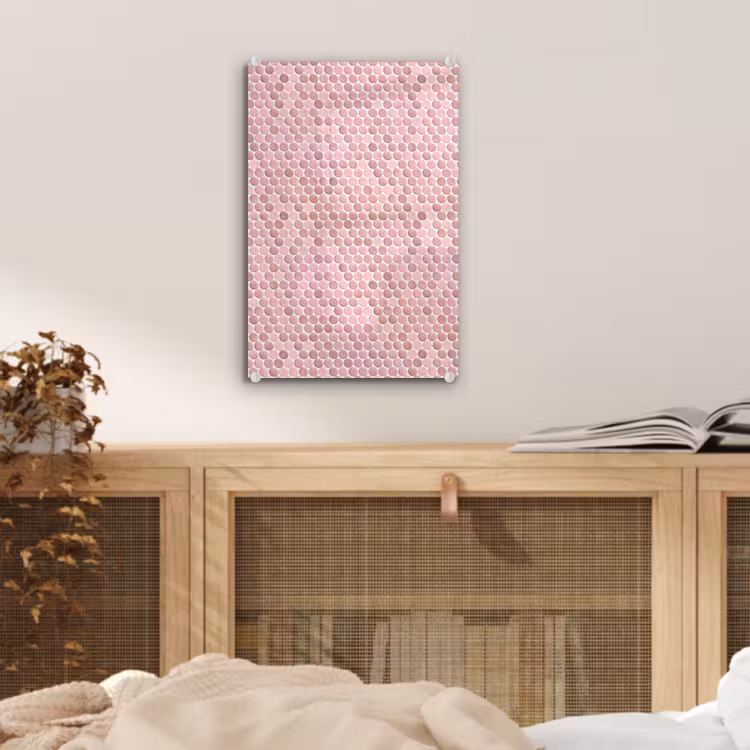 Glas schilderij - Penny - Mozaïek - Lichtroze — 5