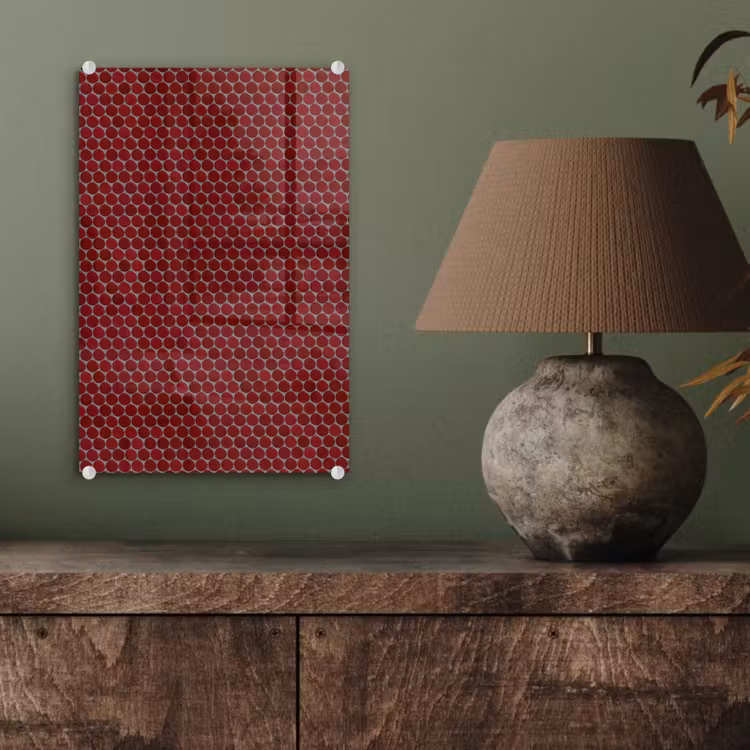 Glas schilderij - Penny - Mozaïek - Rond - Rood — 4