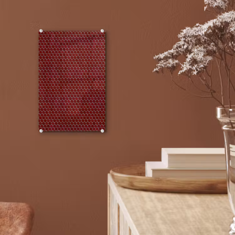 Glas schilderij - Penny - Mozaïek - Rond - Rood — 6