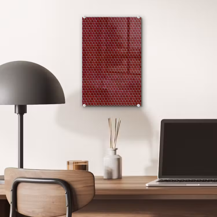 Glas schilderij - Penny - Mozaïek - Rond - Rood — 7