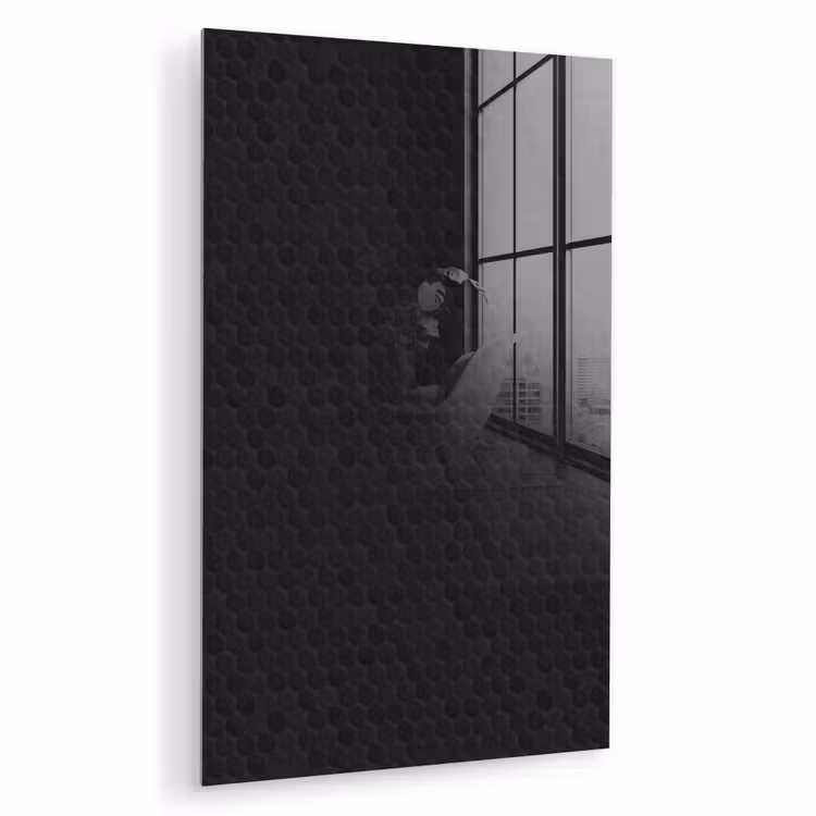 Glas schilderij - Penny - Tegel - Mat - Zwart — 1