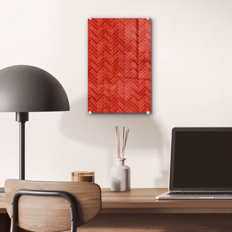 Glas schilderij - Visgraat - Tegel - Rood — 7