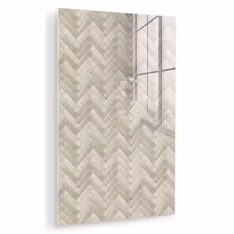 Glas schilderij - Visgraat - Wandtegel - Beige — 1