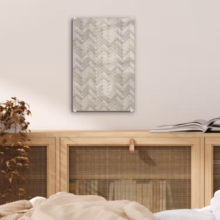 Glas schilderij - Visgraat - Wandtegel - Beige — 5