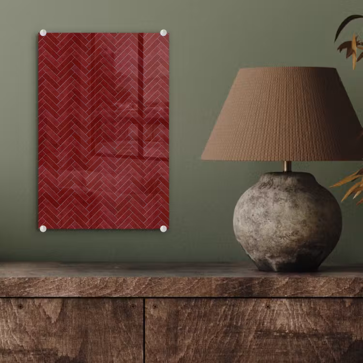 Glas schilderij - Visgraat - Wandtegel - Bordeaux - Rood — 4