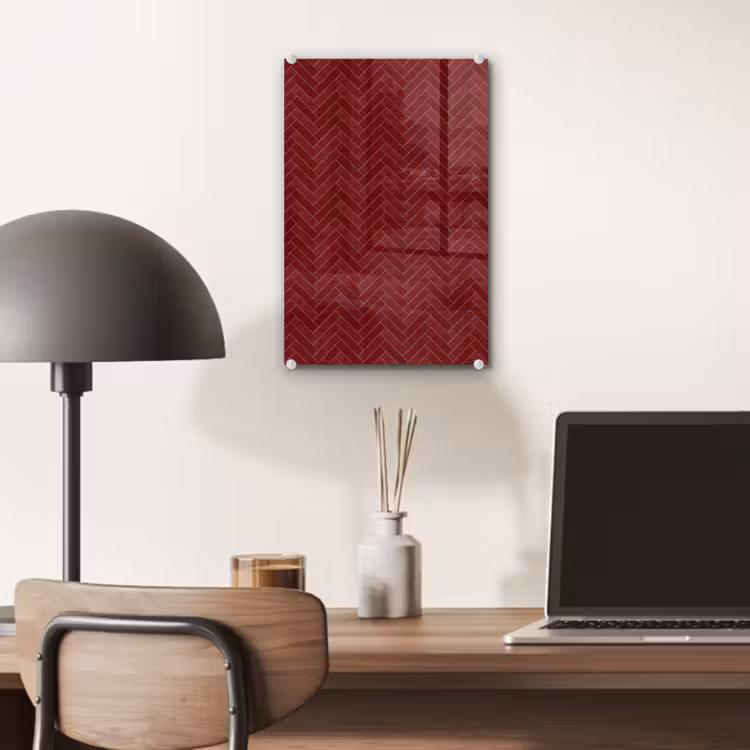 Glas schilderij - Visgraat - Wandtegel - Bordeaux - Rood — 7