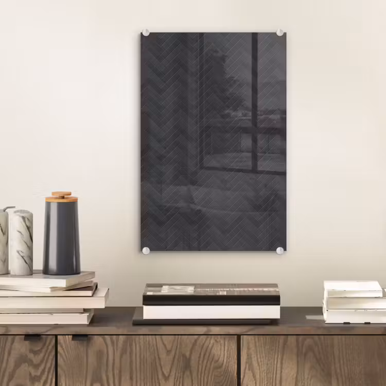 Glas schilderij - Visgraat - Wandtegel - Donkergrijs — 2